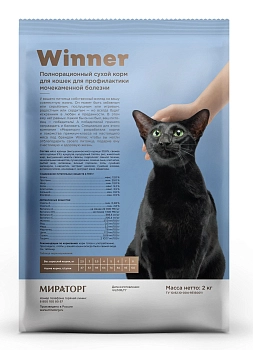 Winner Полнорационный сухой корм для кошек с мочекаменной болезнью