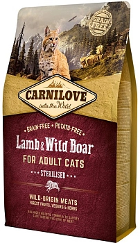 Carnilove Lamb & Wild Boar Sterilized для стерилизованных кошек
