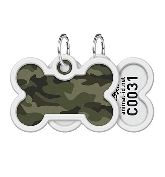 Collar адресник Waudog Smart ID "Камо зеленый" кость