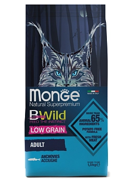 Monge Bwild Cat Anchovies корм для взрослых кошек с анчоусом
