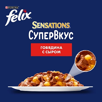 Felix Sensations Супервкус пауч для взрослых кошек (кусочки в желе)