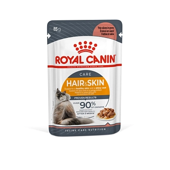 Royal Canin Hair & Skin Care пауч для поддержания здоровья кожи и шерсти кошек (кусочки в соусе)