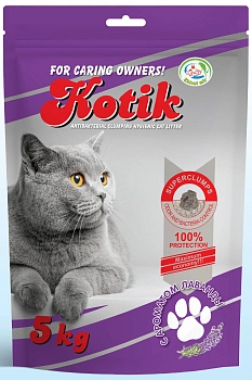 Kotik наполнитель минеральный комкующийся лаванда