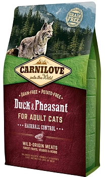 Carnilove Duck & Pheasant Hairball Control для кошек против волосяных комочков