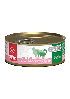 Blitz Cat Vetline Hypoallergenic консервы для кошек при пищевой аллергии