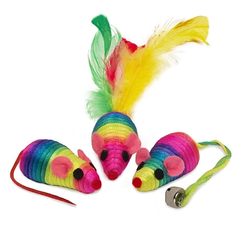 Triol набор игрушек "3 радужные мышки" для кошек