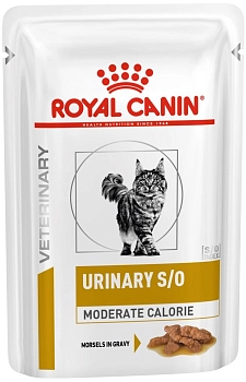Royal Canin S/O Urinary Moderate Calorie пауч для кошек, склонных к полноте, при МКБ (в соусе)