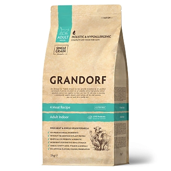 Grandorf 4 Meat & Brown Rice Indoor корм для домашних кошек