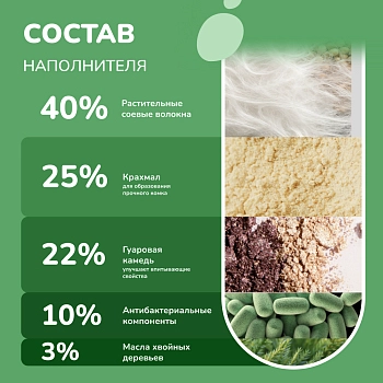 Qushy наполнитель "Ромашка" растительный комкующийся