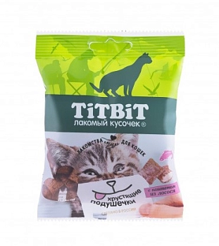 TiTBiT Хрустящие подушечки для кошек с паштетом из лосося