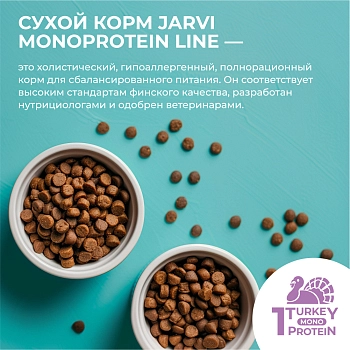 Jarvi сухой монопротеиновый полнорационный корм для кошек с чувствительным пищеварением