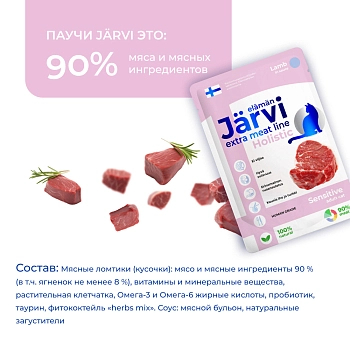 Jarvi Extra meat line пауч для кошек с чувствительным пищеварением (кусочки в соусе)