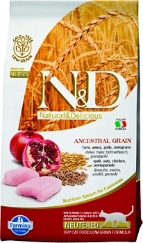 Farmina N&D Low Grain Cat Chicken&Pomegranate Neutered корм для стерилизованных кошек