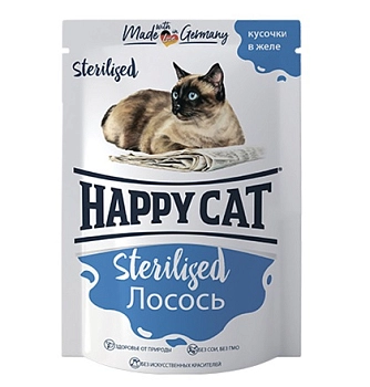 Happy Cat пауч для стерилизованных кошек (кусочки в желе)