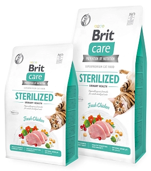 Brit Care Cat GF Sterilized Urinary Health корм для стерилизованных кошек профилактика МКБ