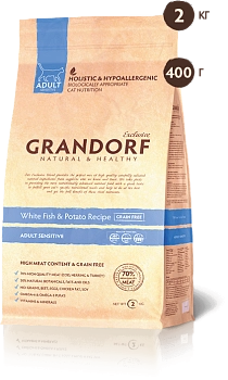 Grandorf Cat Sensitive белая рыба с бататом корм для кошек